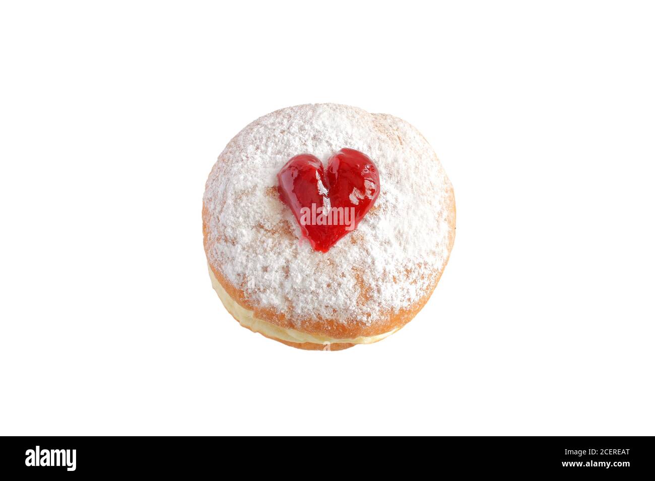 Jelly doughnut isolated on white background. Top view Stock Photo