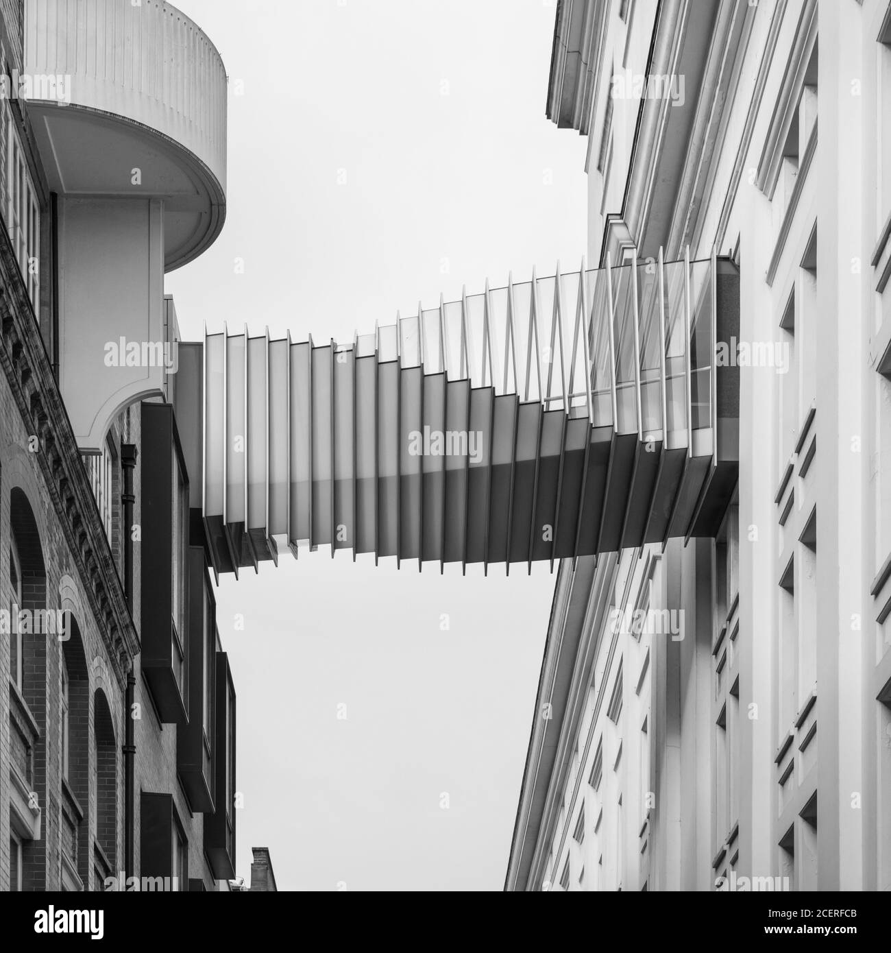 The Bridge of Aspiration by Wilkinson Eyre, glass walkway between Royal Ballet School and Royal Opera House, Covent Garden, London, England Stock Photo