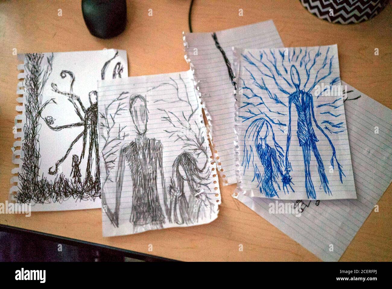 Slender Man is a 2018 American supernatural horror film directed by Sylvain White and written by David Birke, based on the character of the same name. The film stars Joey King, Julia Goldani Telles, Jaz Sinclair, Annalise Basso, Alex Fitzalan, and Taylor Richardson, with Javier Botet as the title character.   this photograph is for editorial use only and is the copyright of the film company and/or the photographer assigned by the film or production company and can only be reproduced by publications in conjunction with the promotion of the above Film. A Mandatory Credit to the film company is r Stock Photo