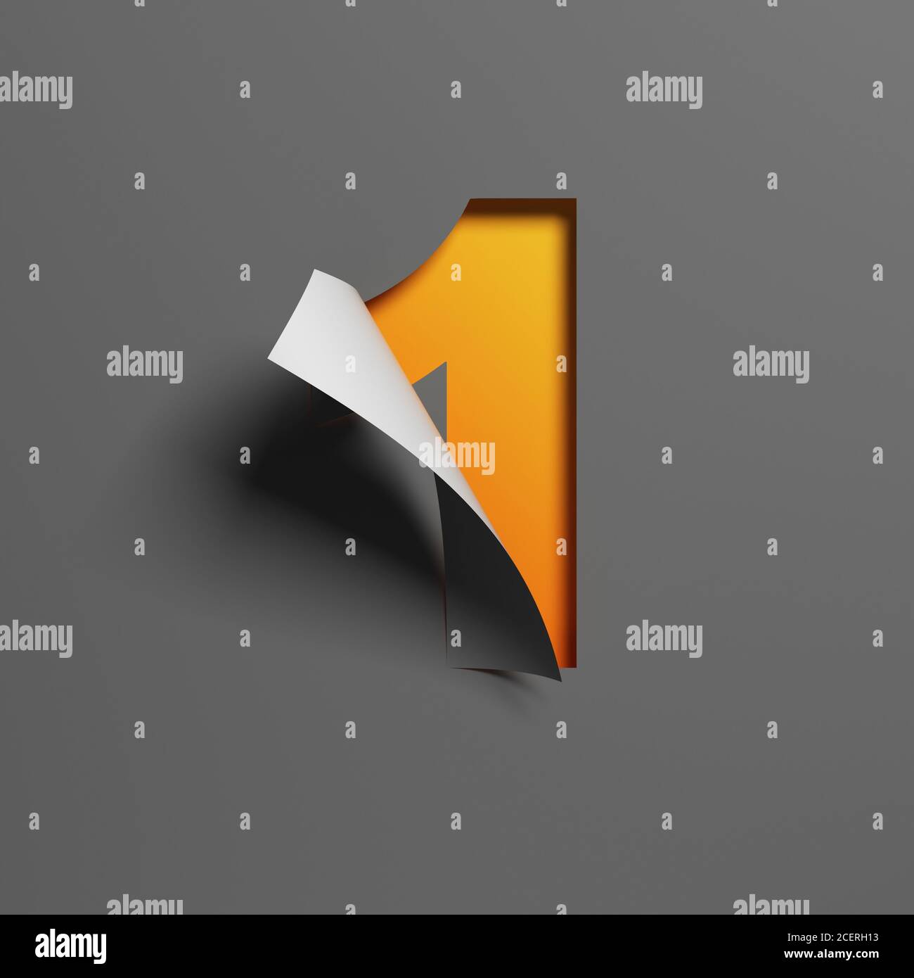 Curl paper font 3d rendering number 1 Stock Photo - Alamy