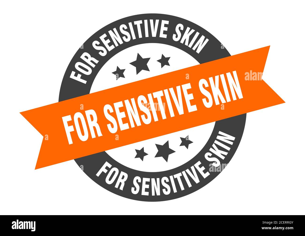 for sensitive skin sign. round isolated sticker. ribbon tag Stock ...