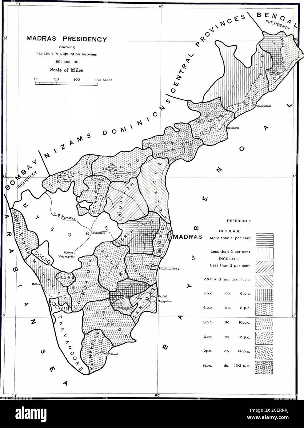 . Census of India, 1901. eg: No. 6507opies 1200 Photo-Print Survey Office, Madras.1901. Reg: No. 6535Copies 1200 Photo-Print., Survey Office, IVIadras.1901 MADRAS PRESIDENCY Showingthe number of Musalmans in every 1000of the total population of each district. Scale of Miles100 50 150 Miles V^ ^ S B E A/ c ^ O T A, Stock Photo