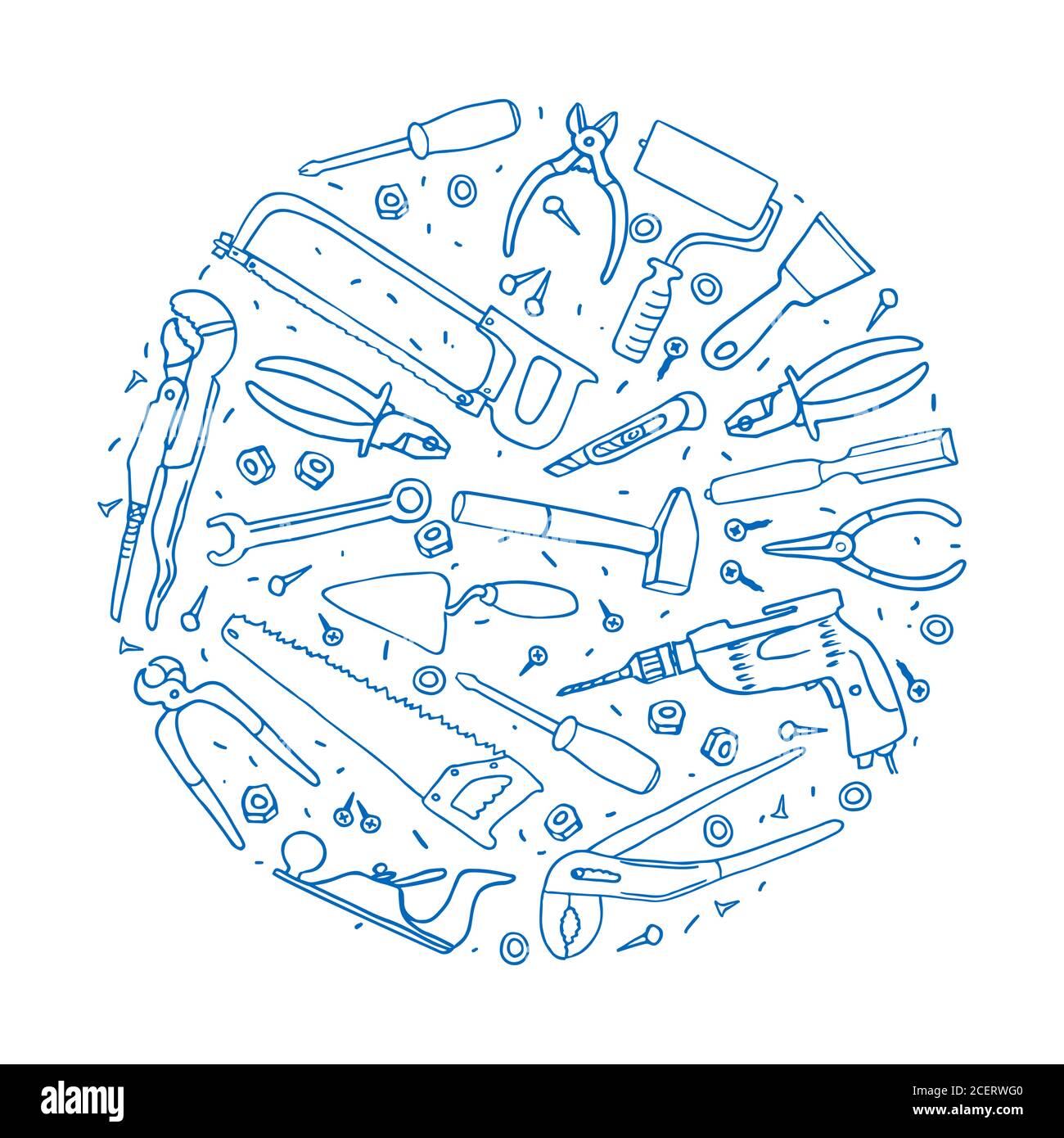 Tools Repair and Construction illustration for your design Stock Vector