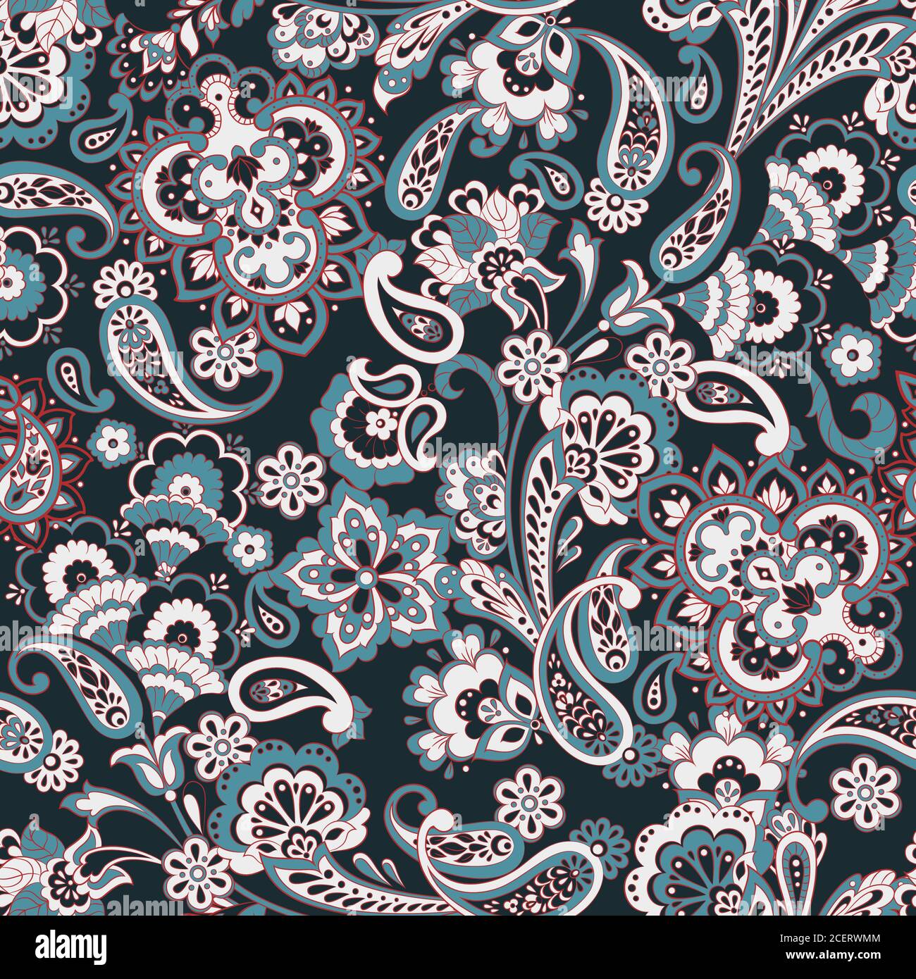 Paisley seamless pattern with flowers in indian style. Floral vector ...