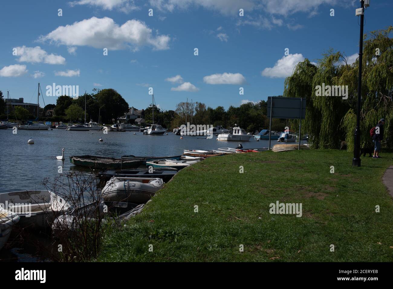 River Avon with boats summer day blue sky Stock Photo