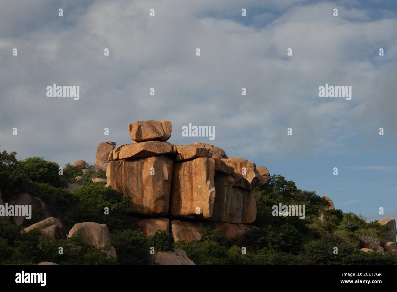 pyramid of huge stones at hampi ruins ancient city image is taken at hampi karnataka india. Stock Photo