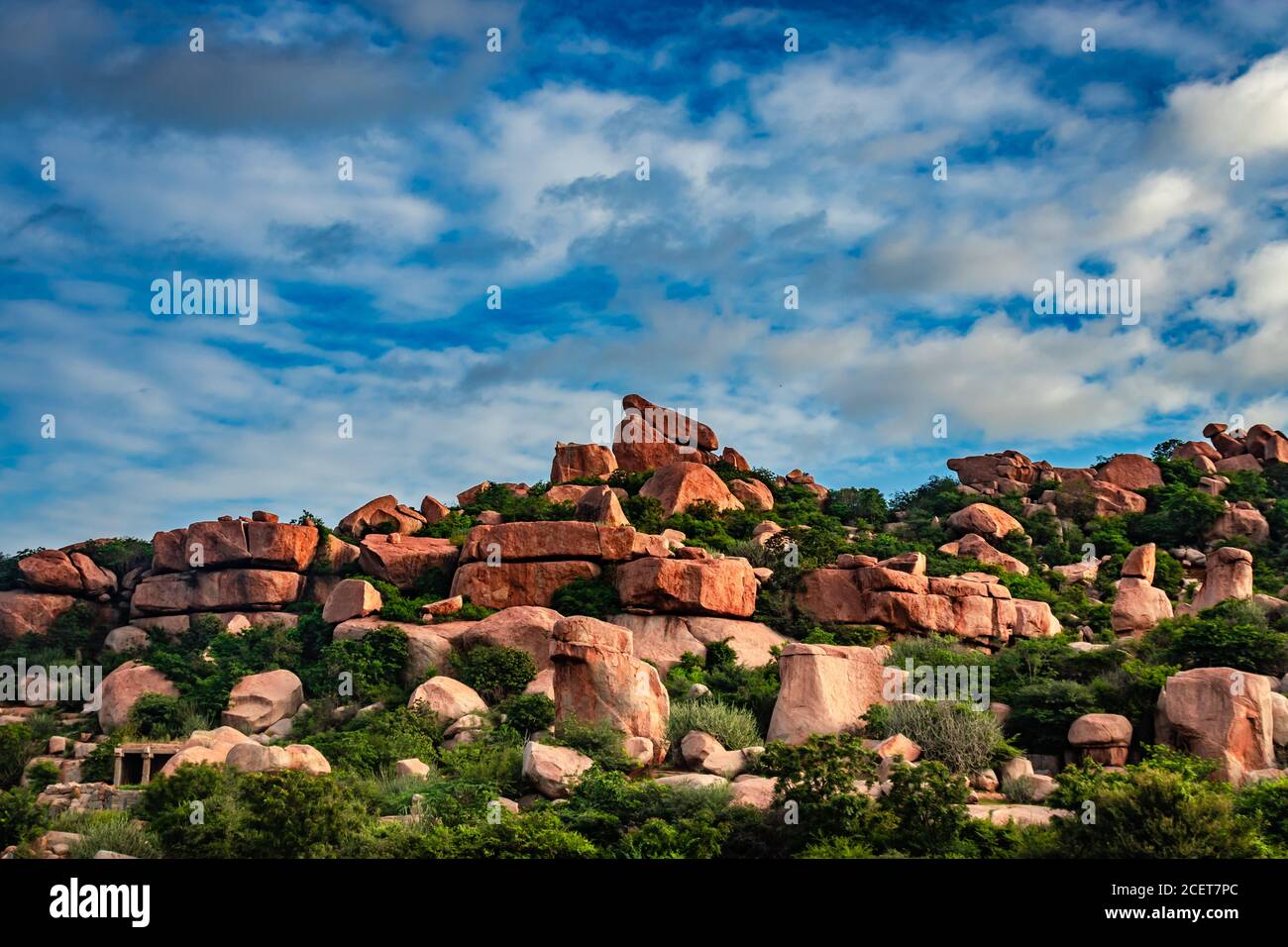 pyramid of huge stones at hampi ruins ancient city image is taken at hampi karnataka india. Stock Photo