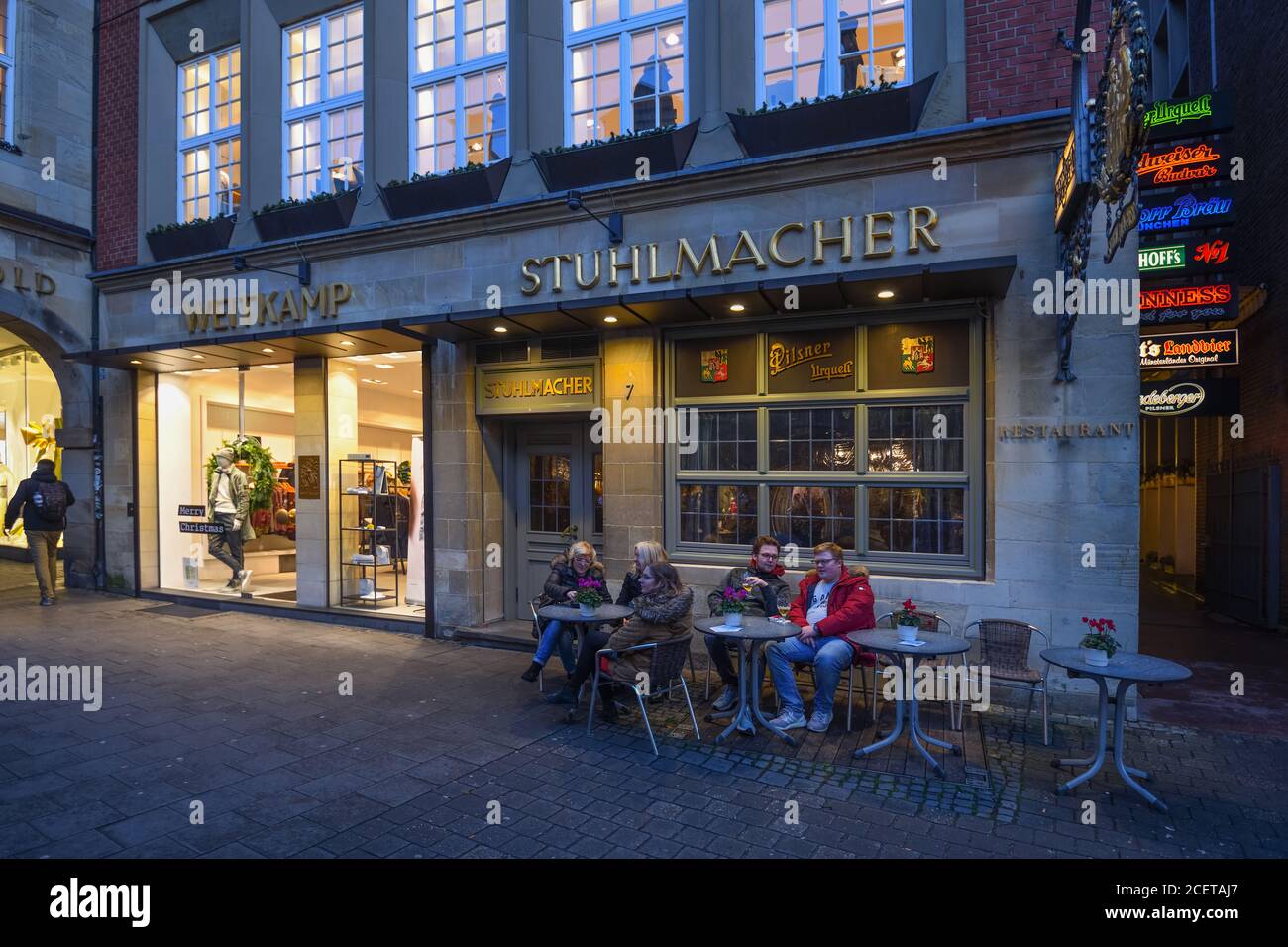 Muenster, Stuhlmacher, famous cozy pub and restaurant on 'Münter's gute Stube' Prinzipalmarkt, Nordrhein-Westfalen, Germany, Europe. Stock Photo