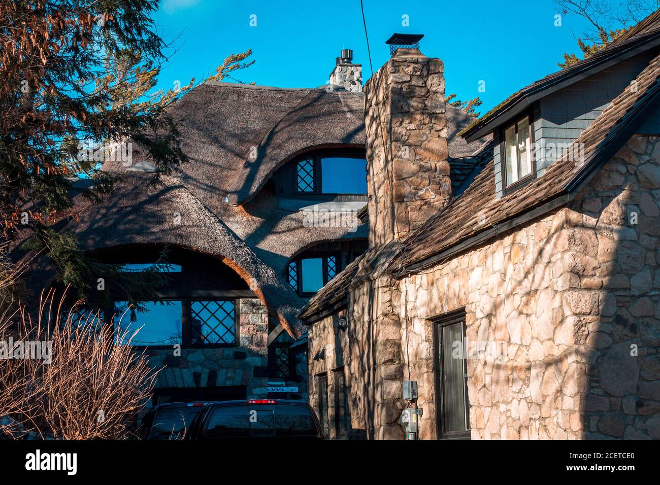 Entrance to a mushroom house in Charlevoix Michigan Stock Photo Alamy