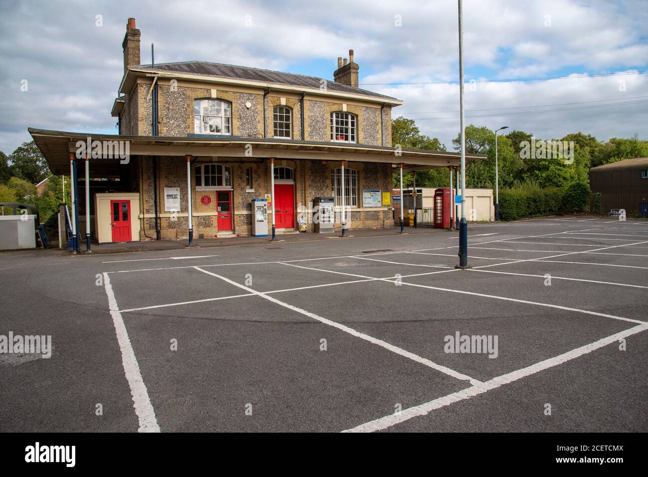 Micheldever Station, Hampshire, England, UK. Station car park empty of cars during Covid-19. South western region. Stock Photo