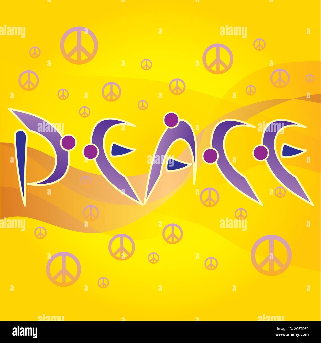 Peace Letters- Peace and Love Symbols and Abstract Person Icons Stock Vector
