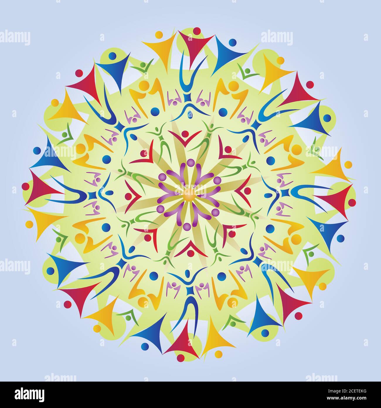 Mandala made of Body Icons - Silhouettes - Multicolored - Flower Rainbow Stock Vector