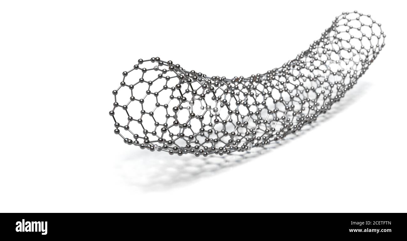 carbon nanotube on white background 3D rendering Stock Photo