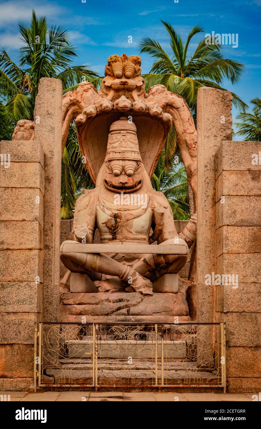 Narasimha Lakshmi Temple Hampi Antique Stone Art Close Up Shot From ...