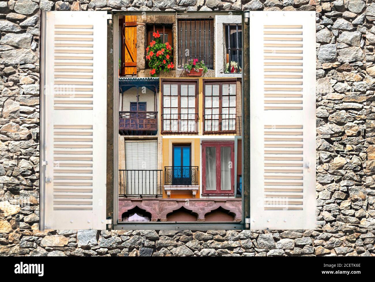 Collage Windows Building Collage of windows of every world Stock Photo - Alamy