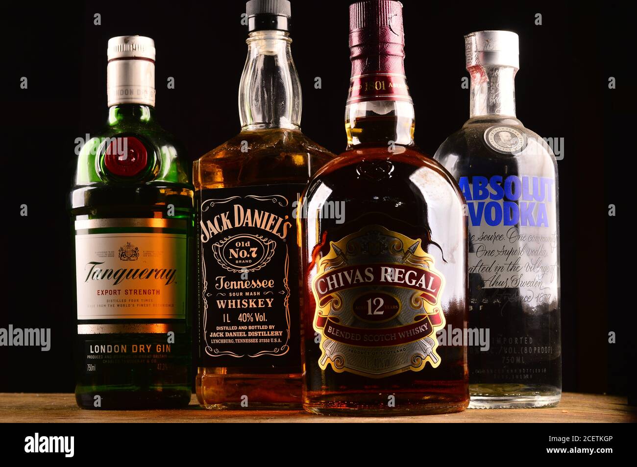 Bottles of different brands of whiskey Stock Photo Alamy