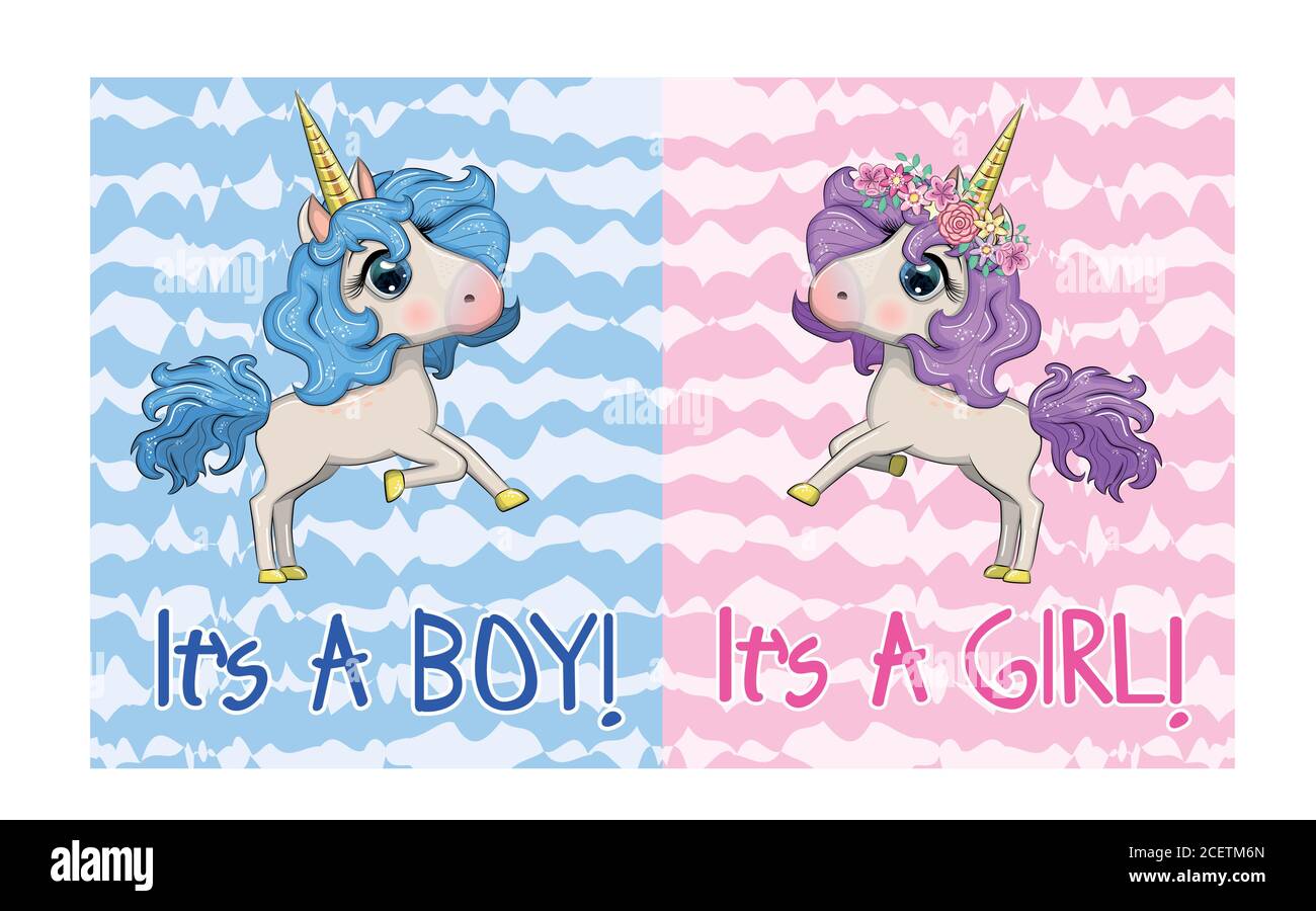Baby Shower Greeting Card with cute Cartoon Unicorn girl Stock Vector ...