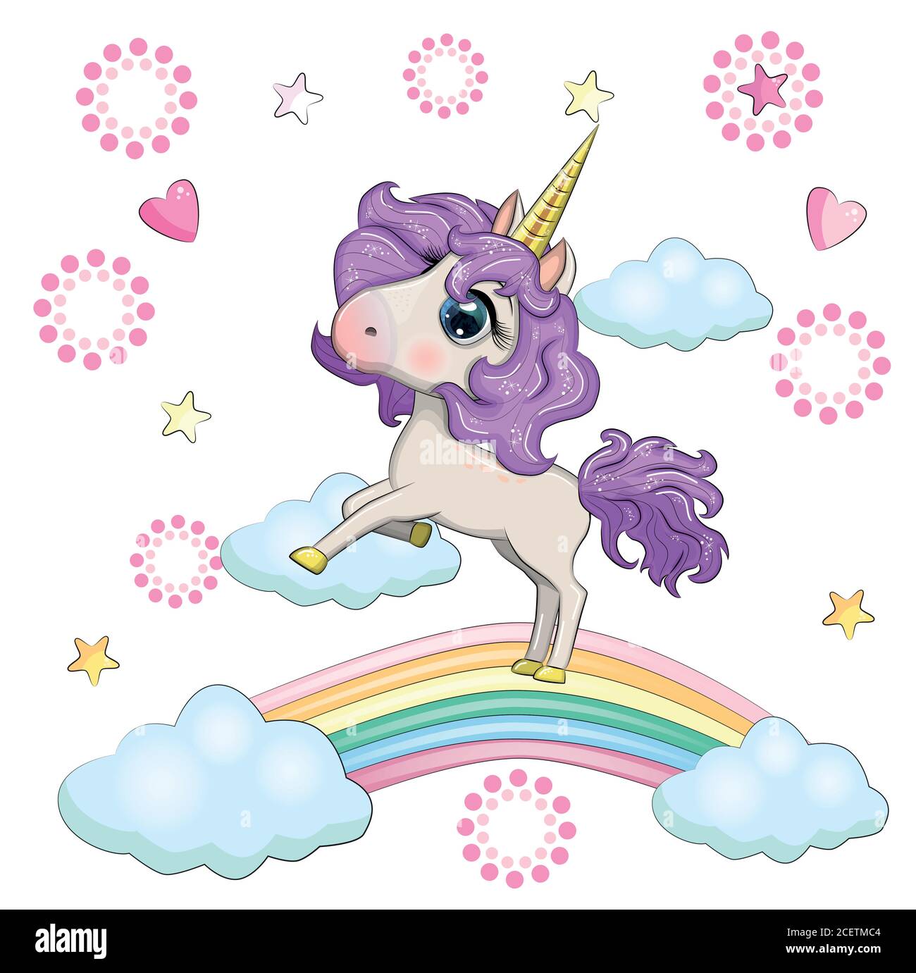 Cute magical unicorn and rainbow Stock Vector Image & Art - Alamy