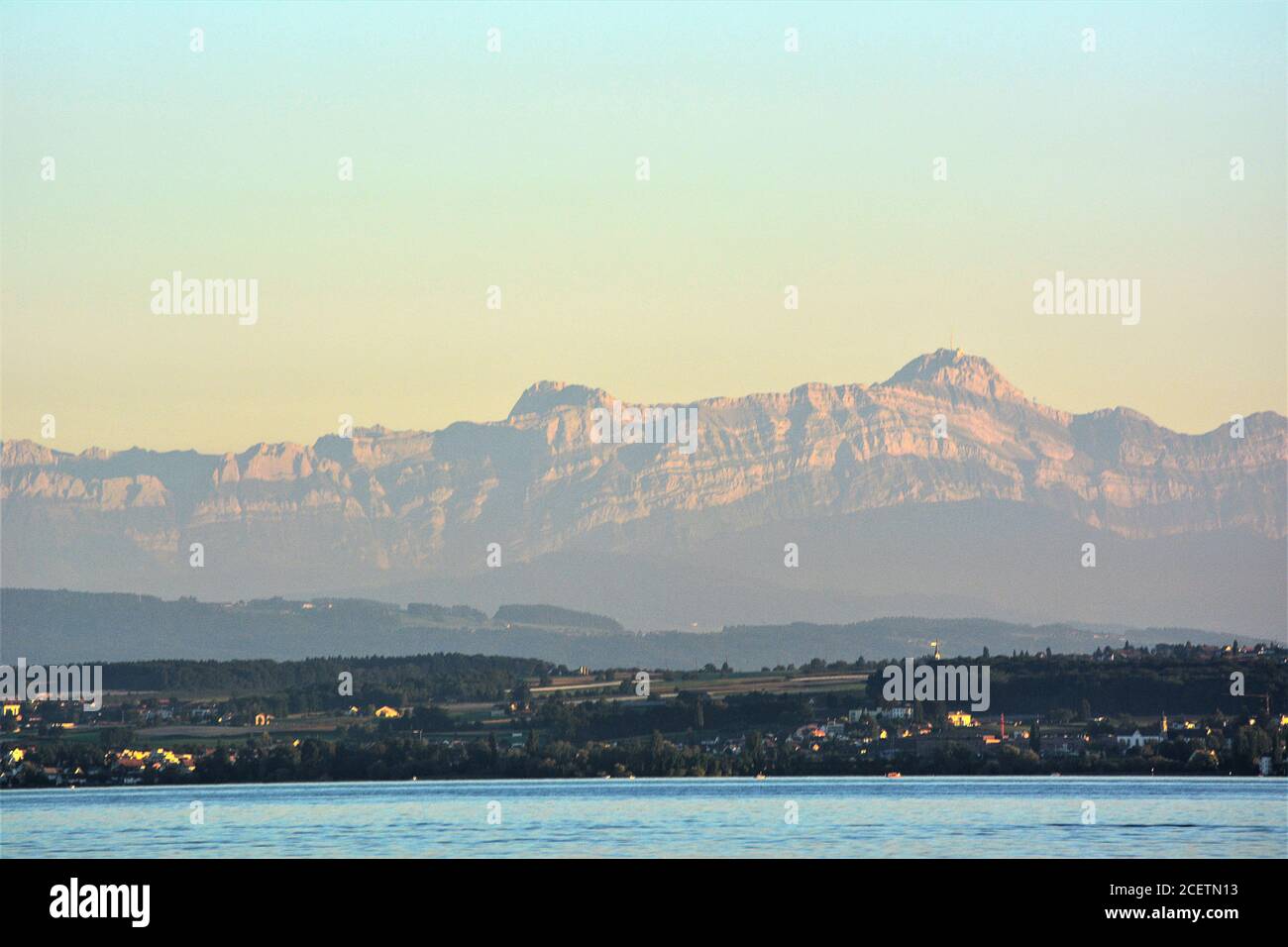 Alpstein massif photographed from the lake Stock Photo