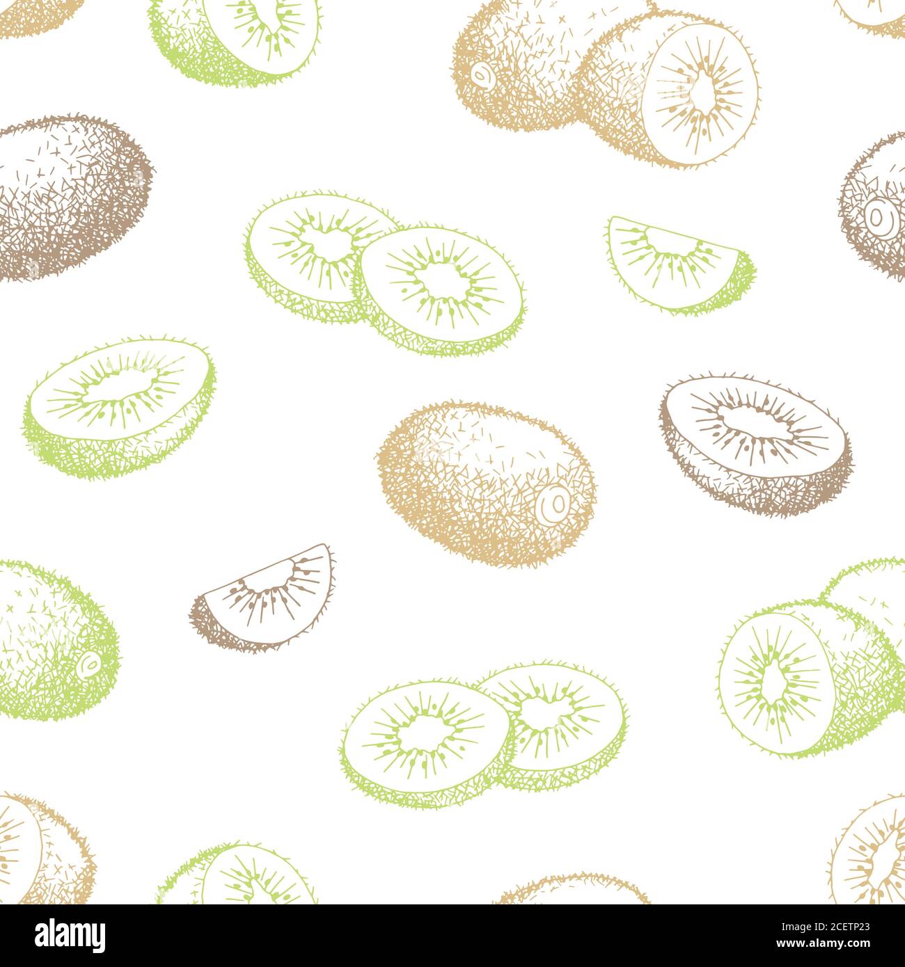 Kiwi fruit graphic color seamless pattern sketch illustration vector Stock Vector