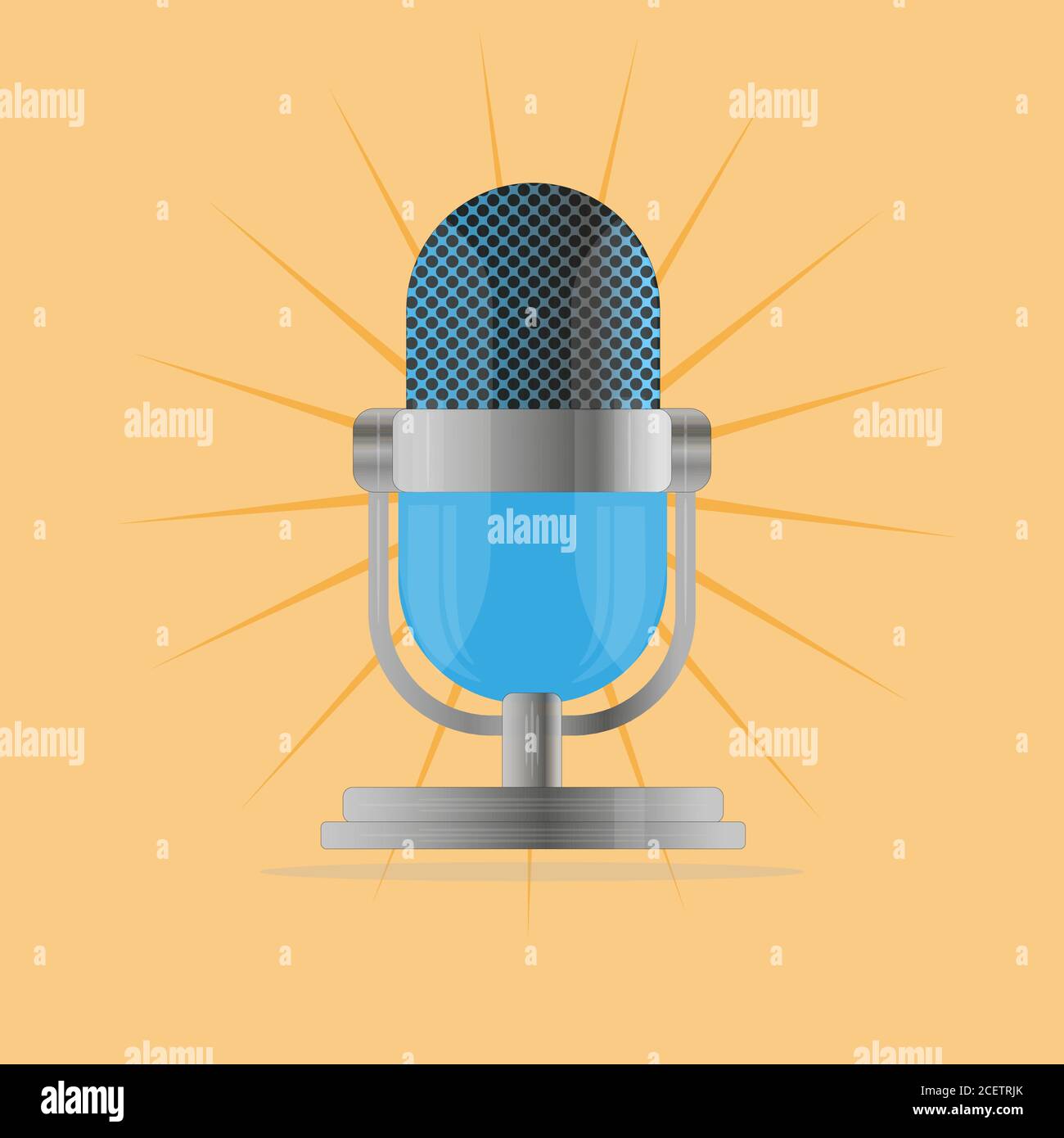 Vector Audio Microphone on a yellow background Stock Vector