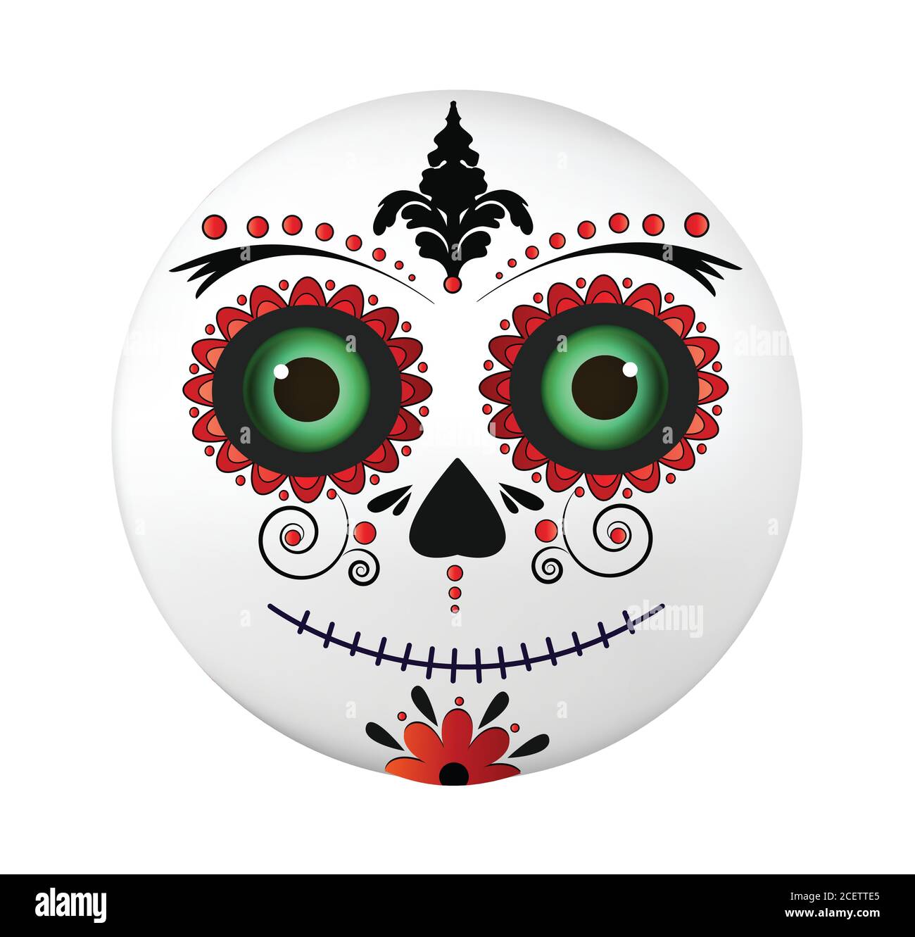 Dia de muertos face vector illustration on white background. Dia de los Muertos emoji face.Dia de los muertos, Day of the dead, Mexican holiday. Stock Vector