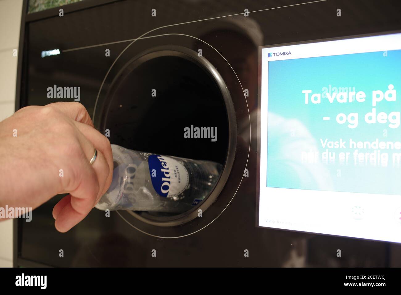 TOMRA Norway can and bottle deposit return recycling system Stock Photo