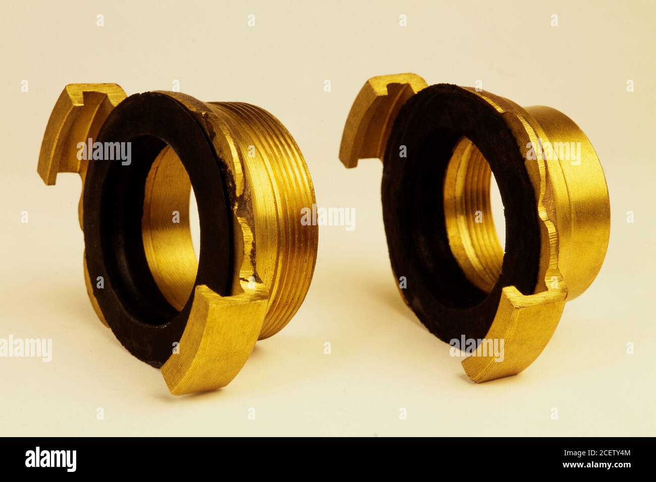 Fittings for connecting and extending fire fighting hoses. Connector used to connect water hoses