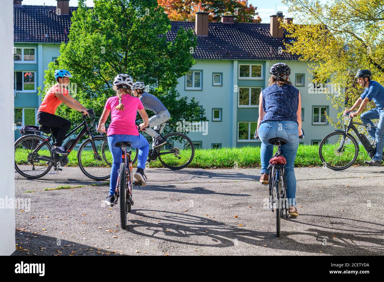 Dangerous situation on bike road crossing Stock Photo Alamy
