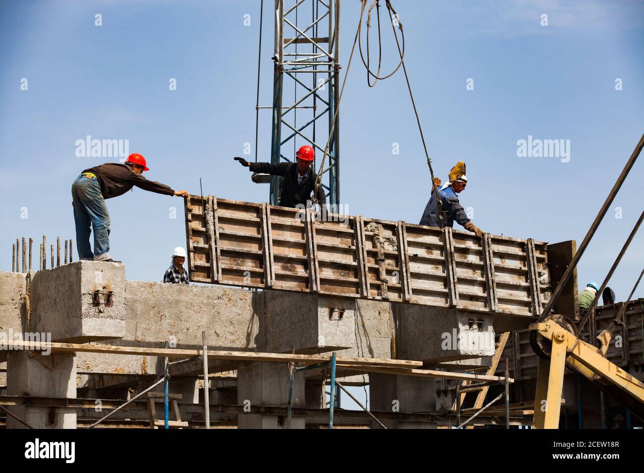 Phosphoric fertilizers plant. Construction of reinforcement concrete foundation or basement