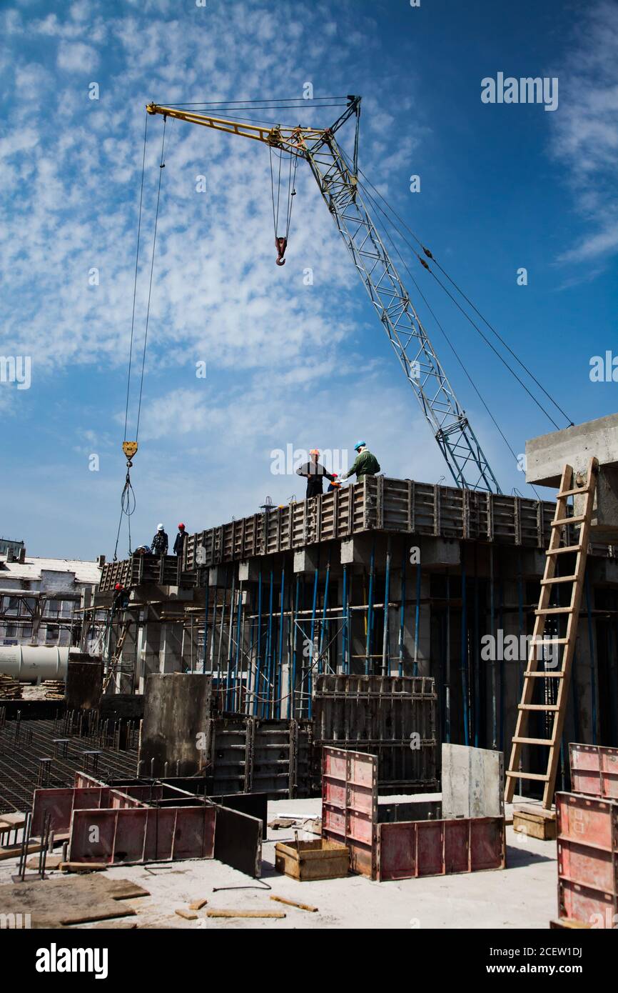 Taraz/KazakhstanApril 25 2012 Phosphate fertilizers plant. Construction of reinforcement