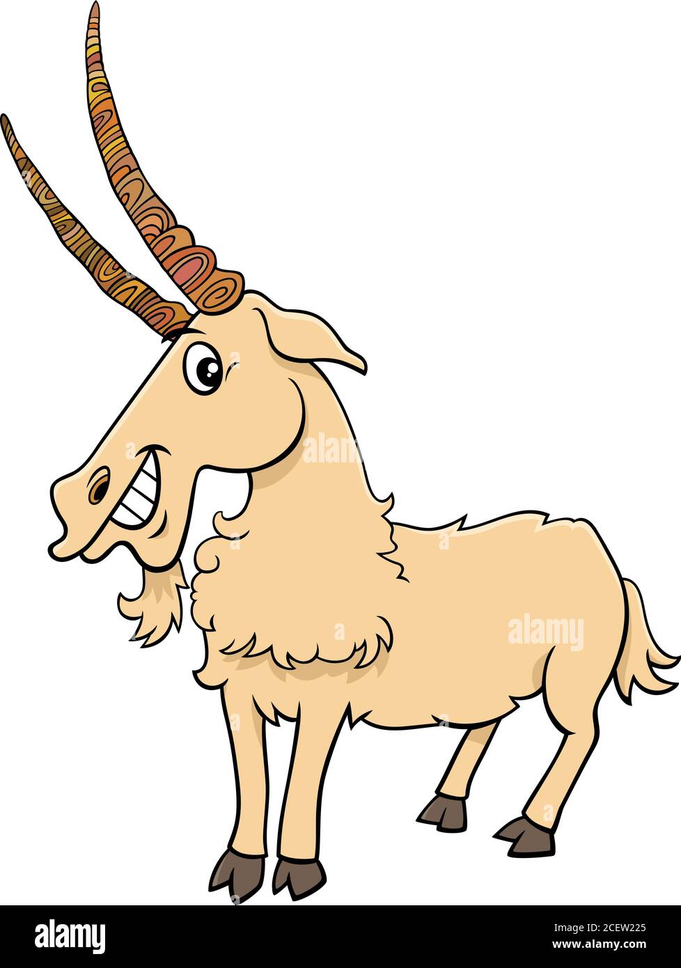 Cartoon Illustration of Funny Goat Farm Animal or Capricorn Comic