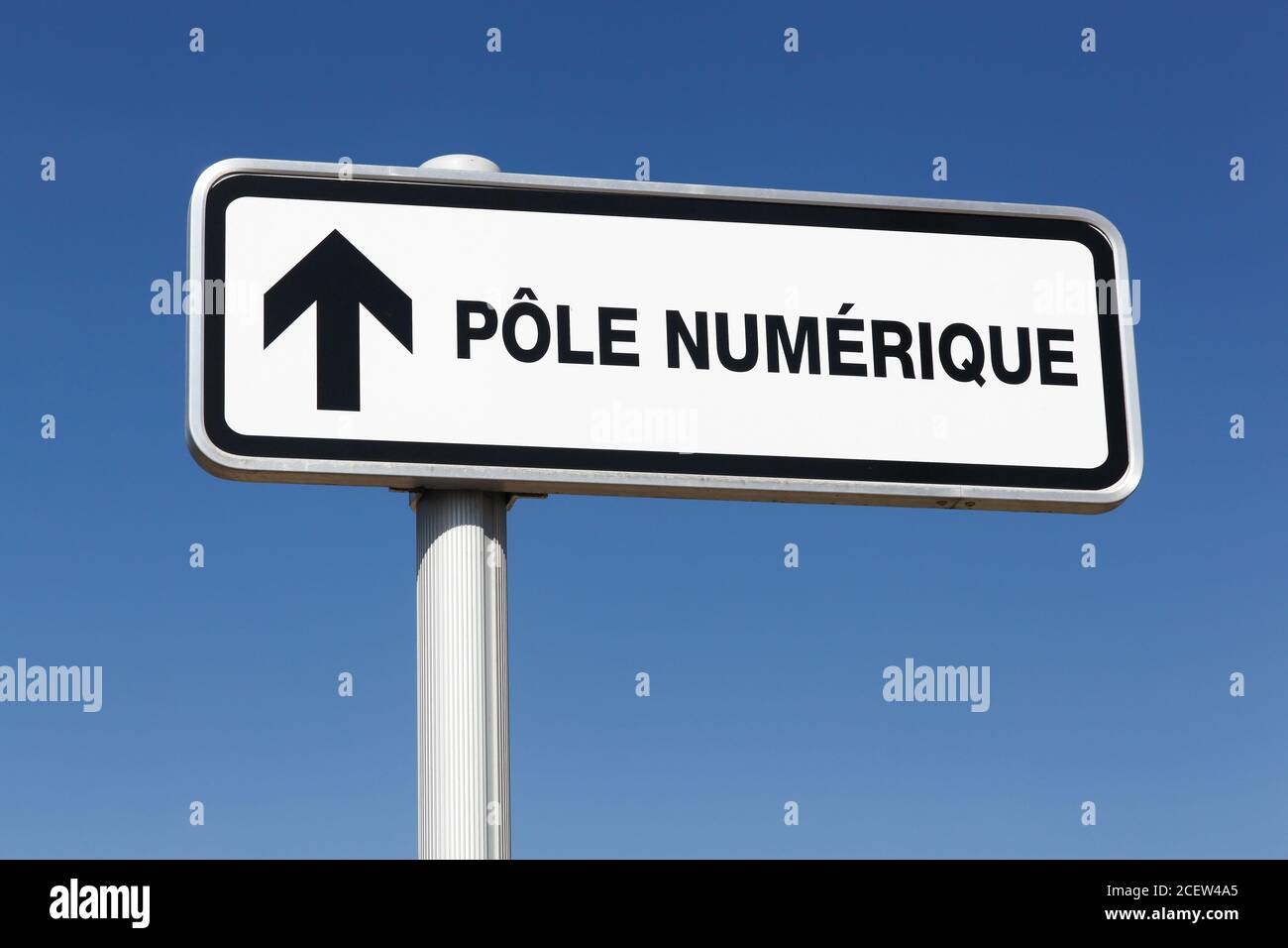 Digital pole road sign called pole numerique in French language Stock