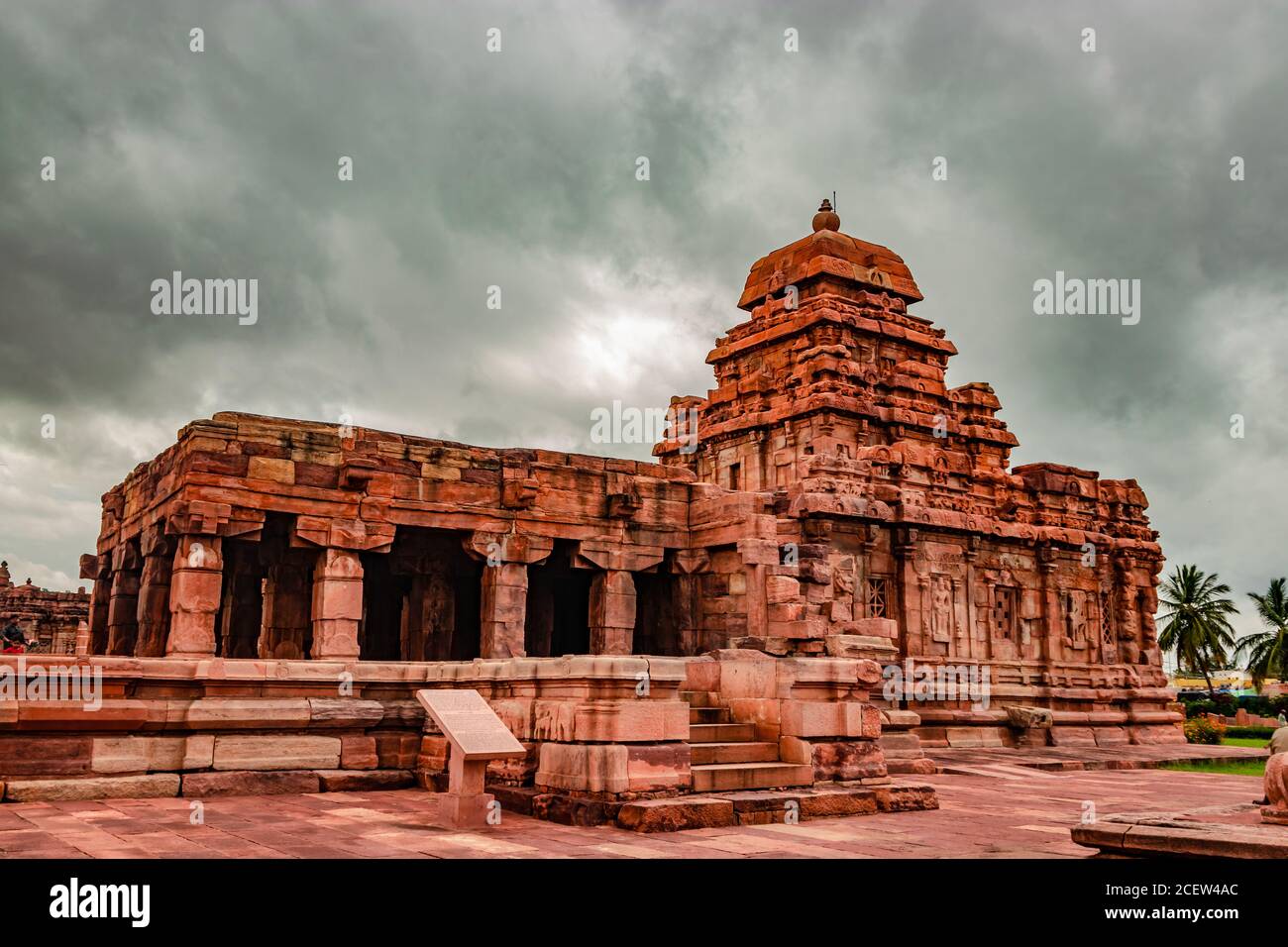 sangameshwara temple pattadakal breathtaking stone art from different angle with dramatic sky. It's one of the UNESCO World Heritage Sites and complex Stock Photo