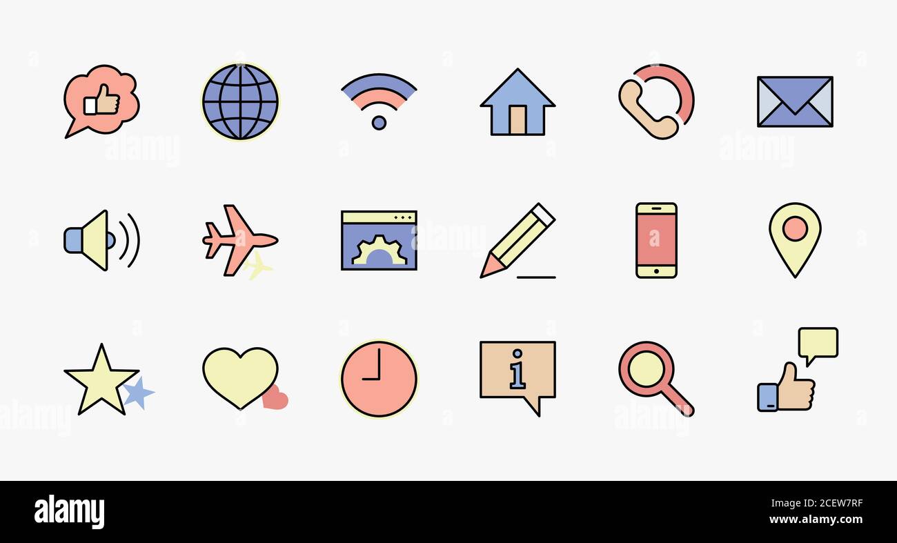 Set of Web Vector Line Icons. Contains such Icons as Globe, Wi-fi, Home, Heart, Phone, Pencil, Time Clock, Star and more. Editable Stroke. 32x32 Pixel Stock Vector