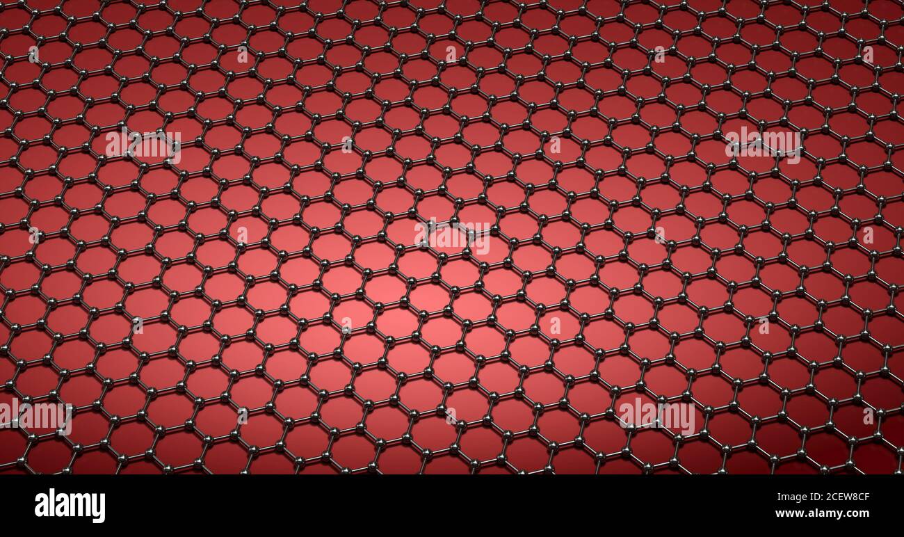 carbon nanotube on red background 3D rendering Stock Photo