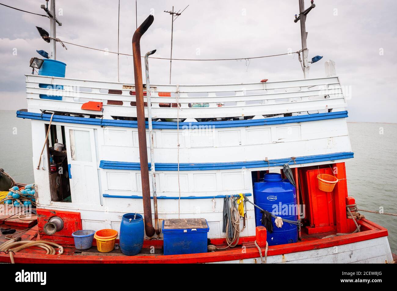 A colourful fishing boat at a dock in Bang Saen, near Pattaya Thailand Stock Photo Alamy