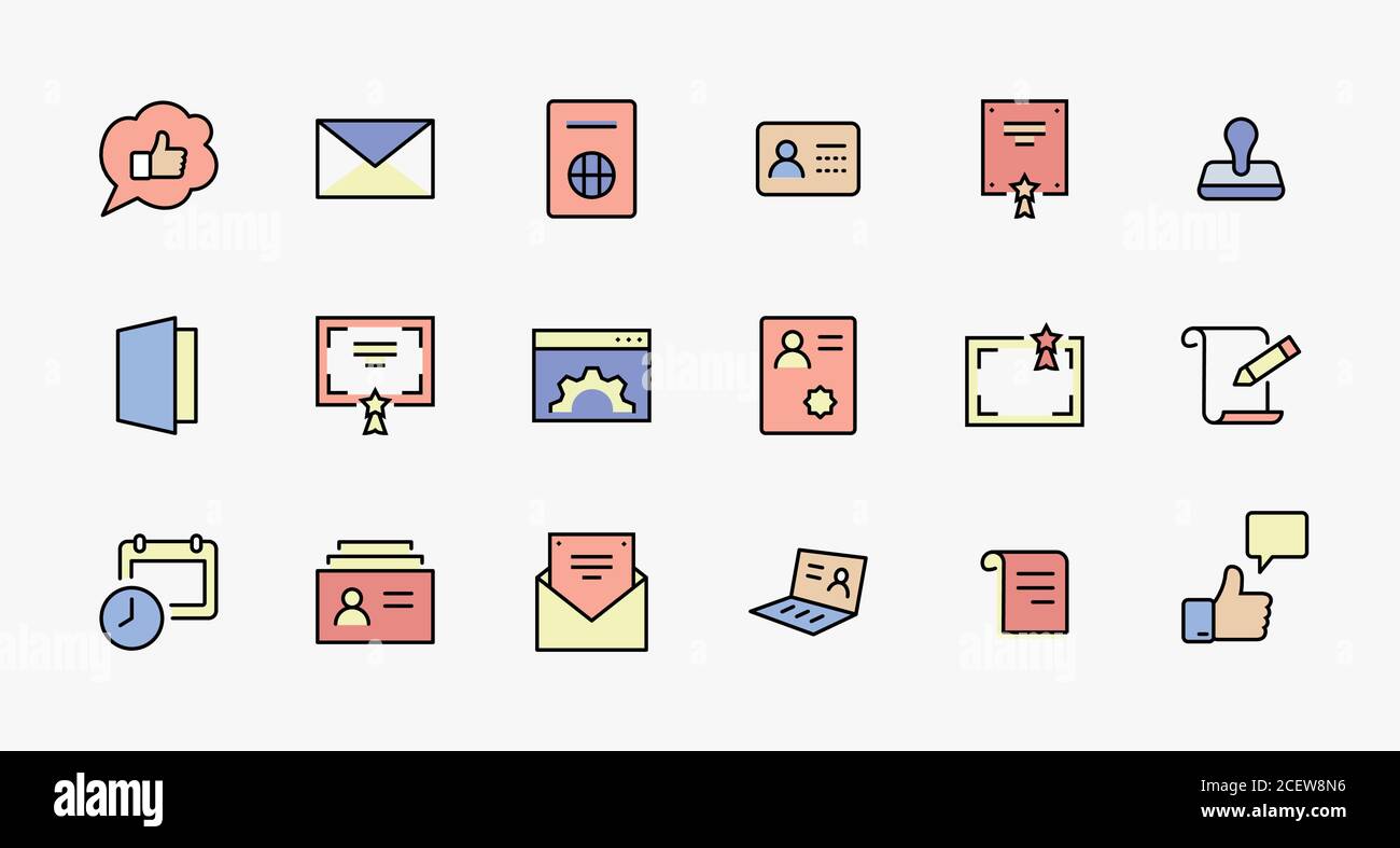 Set of Legal Documents Related Vector Line Icons. Contains such Icon as Visa, Contract, Declaration, License, Permission, Grant and more. Editable Stock Vector