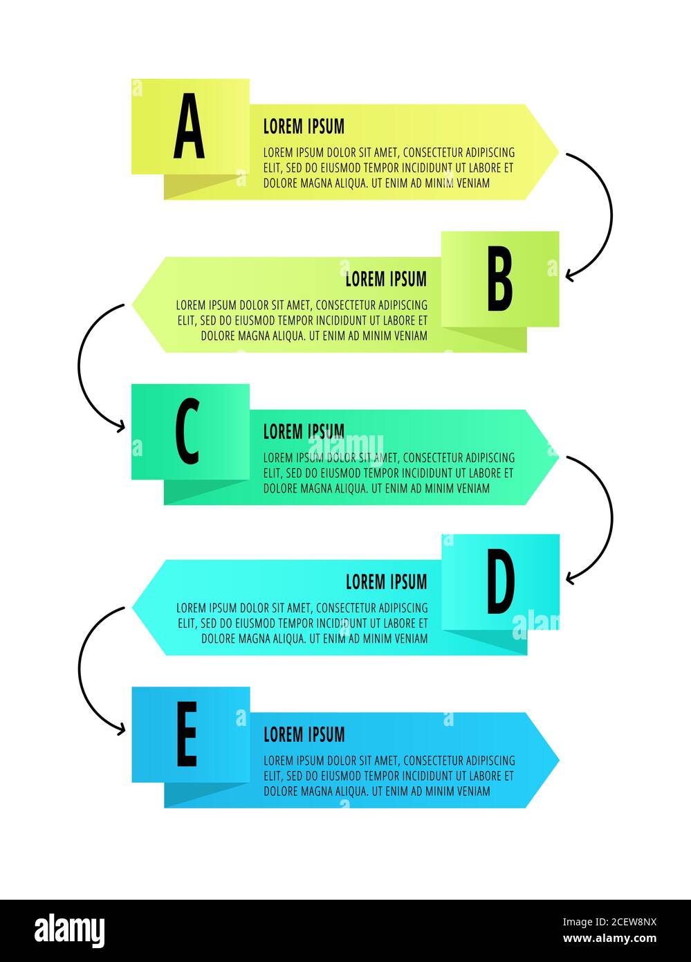 Vector infographic design with 5 rectangles with arrows. Flat template ...