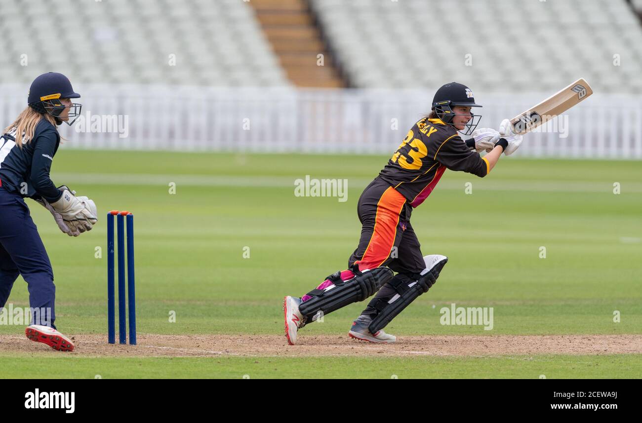 Marie Kelly batting for Central Sparks in a Rachael Heyhoe Flint Trophy match against Thunder played at Edgbaston Cricket Ground Stock Photo
