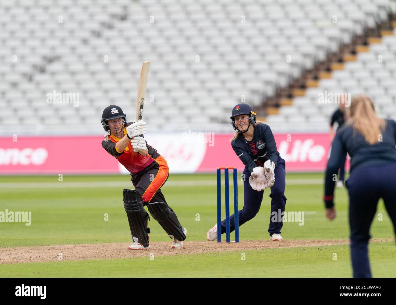 Marie Kelly batting for Central Sparks in a Rachael Heyhoe Flint Trophy match against Thunder played at Edgbaston Cricket Ground Stock Photo