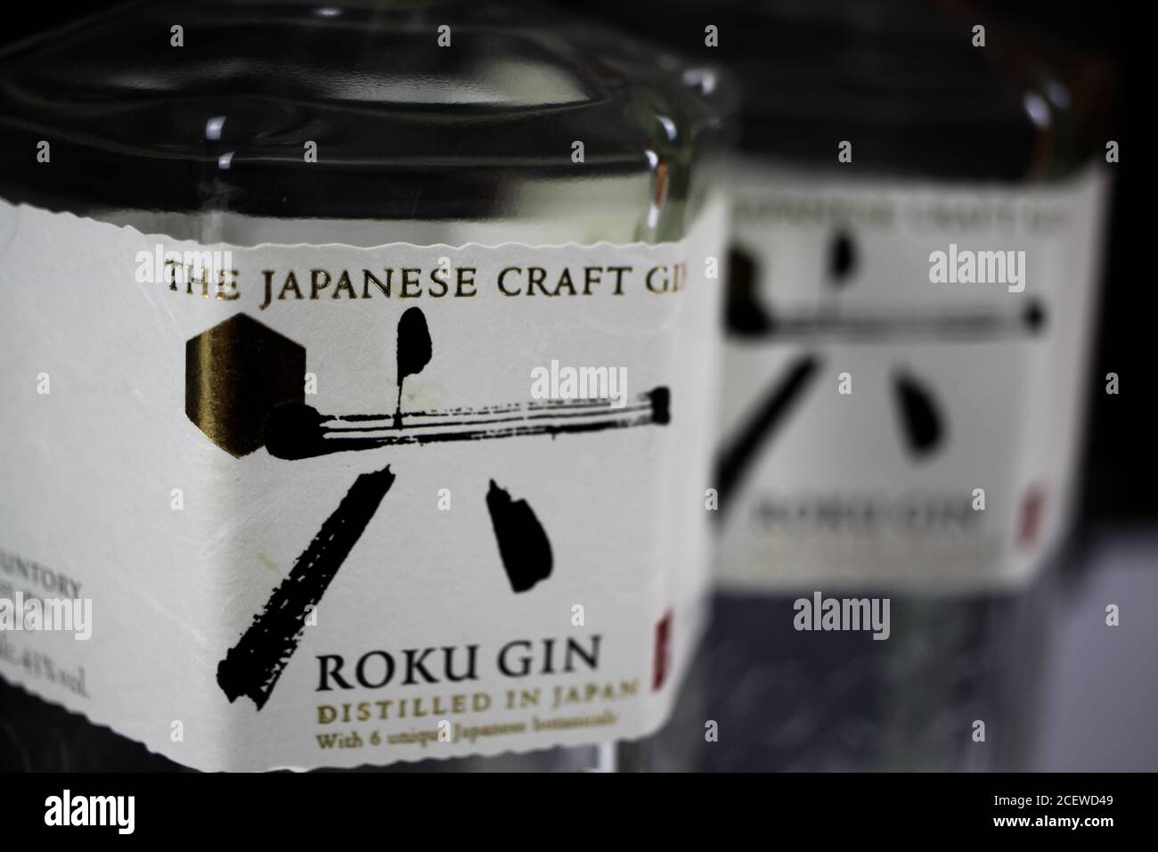 Viersen, Germany - July 9. 2020: Closeup of japanese Roku craft gin bottle  label Stock Photo - Alamy