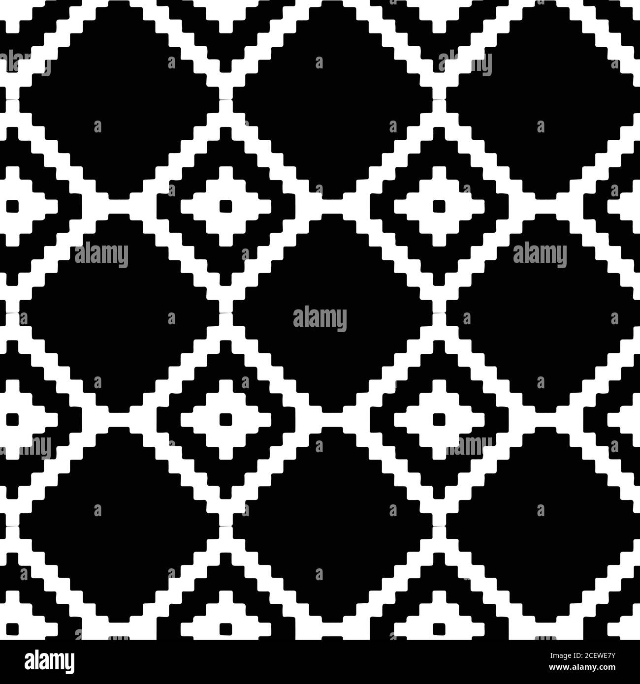 Abstract seamless vector pattern with Black and white ikat rhombus ...