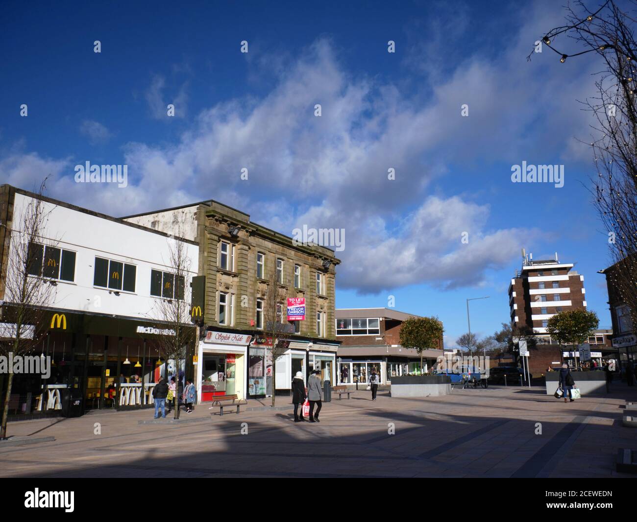 St james St., Burnley, Lancashire.  Winter. Stock Photo