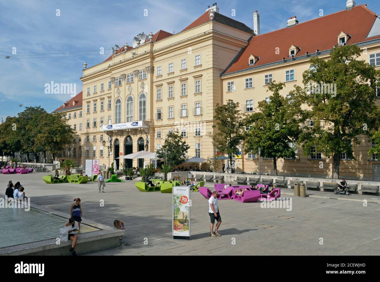 Inner courtyard at the MuseumsQuartier, Vienna, Austria Stock Photo
