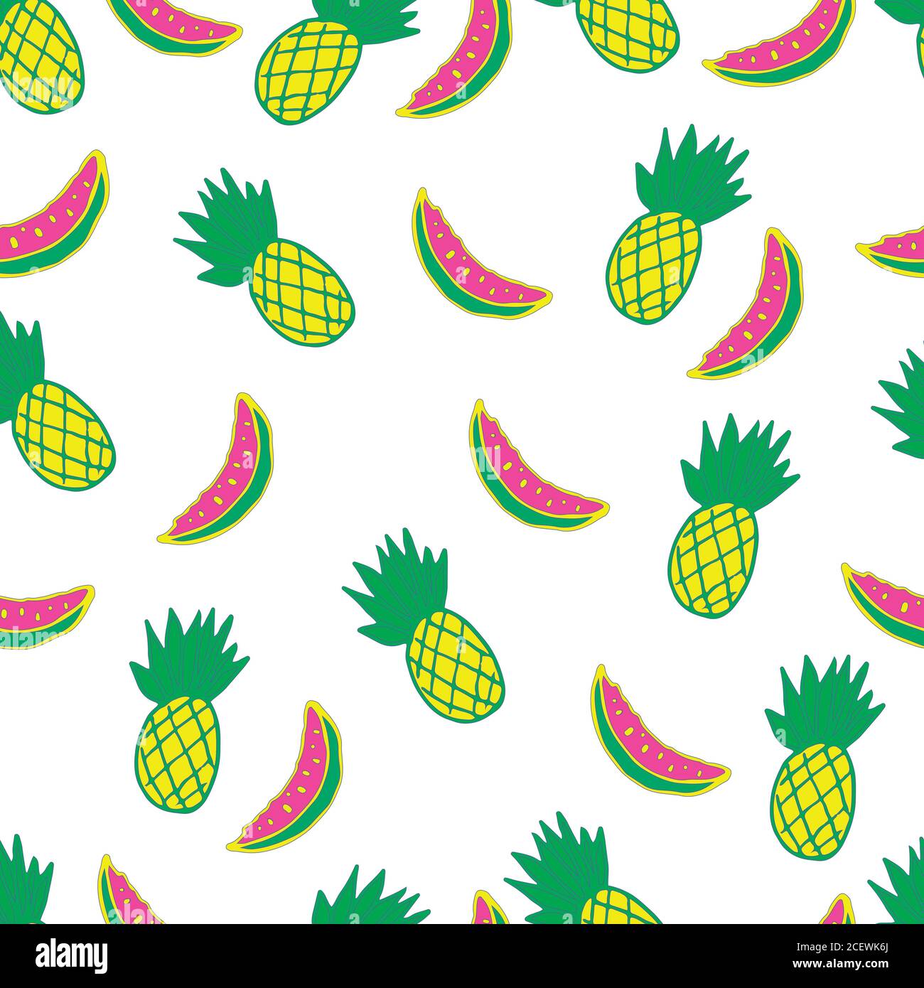 Exotic, juicy, fruity, seamless, cartoon, vector pattern. Stock Vector