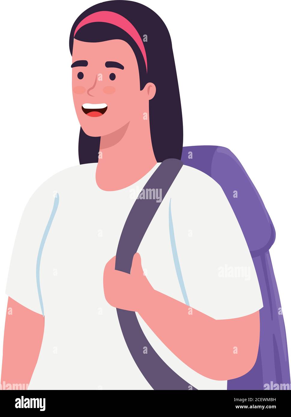 tourist woman with backpack in white background Stock Vector Image ...