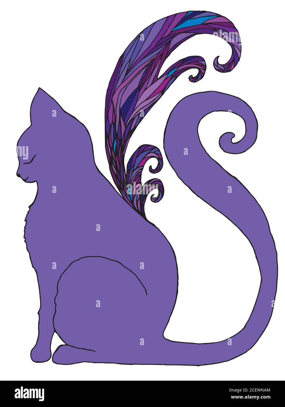 Cat with butterfly wings, isolated white background. Stock Vector
