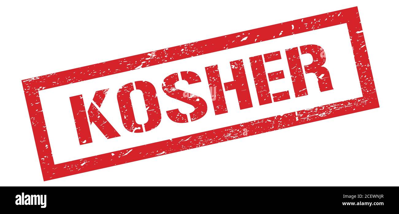 KOSHER red grungy rectangle stamp sign. Stock Photo
