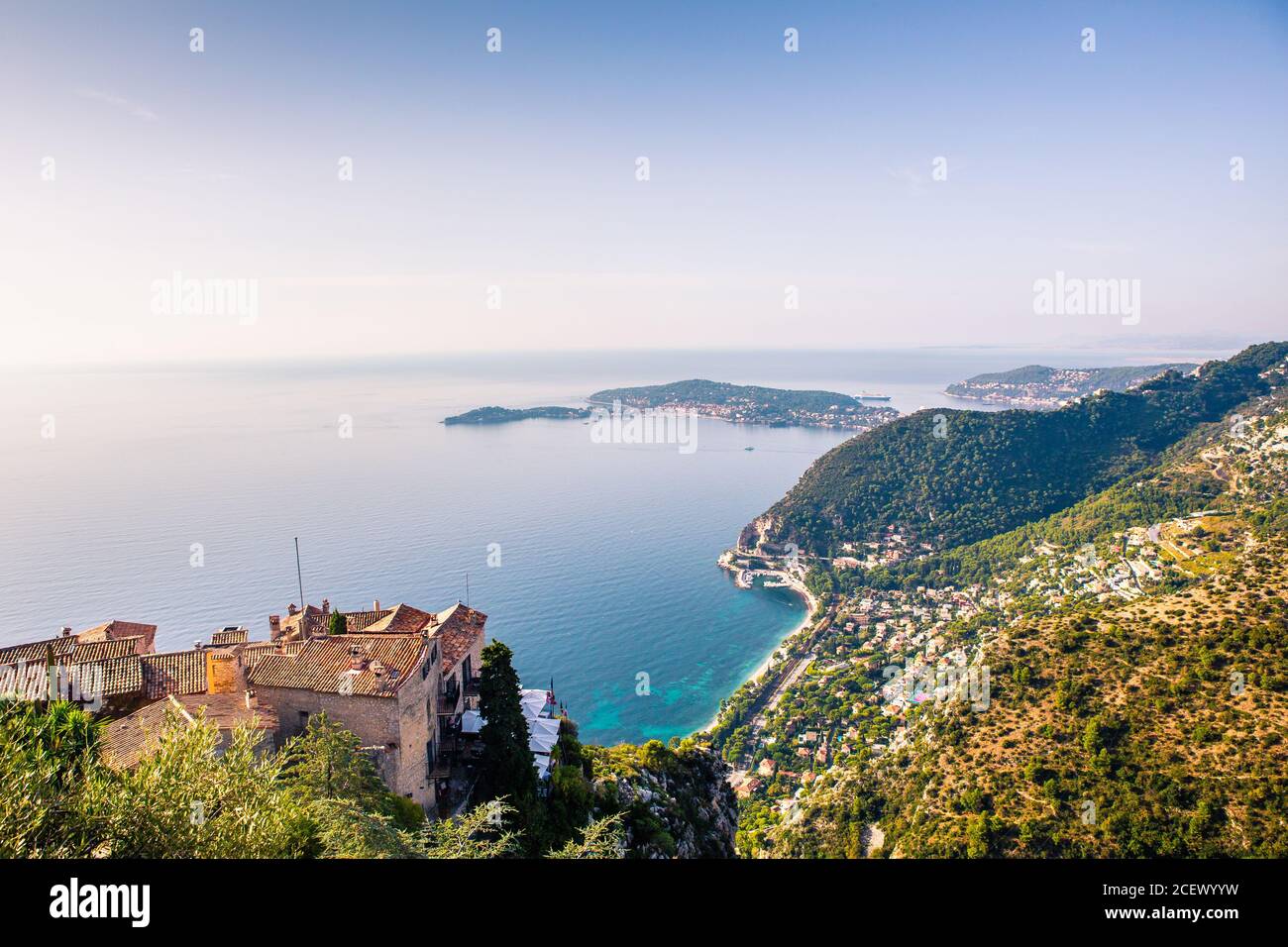 The coast view at Eze, the top of the hill in Provence, France. Stock Photo